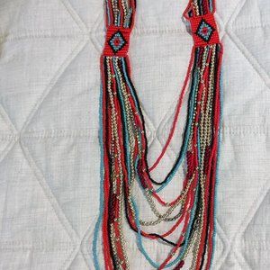 BOHO Beaded Statement Necklace - Tribal - Eclectic - Artsy